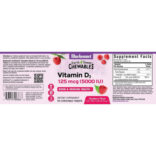 Vitamin D3 Chewable Raspberry 5000IU 90ct